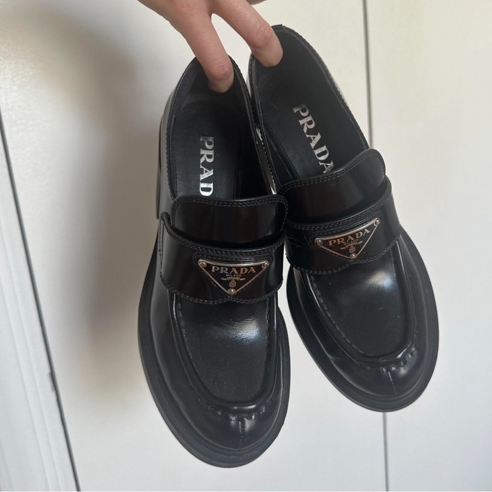 Prada Glossy Black Leather Loafers
